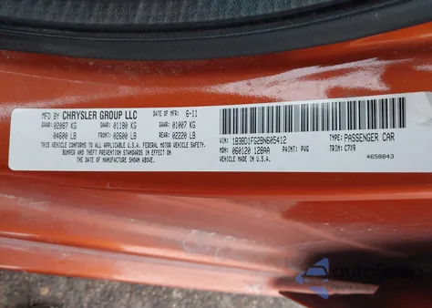 2011 Dodge Avenger Mainstreet из США, поврежденный, VIN 1B3BD1FG2BN605412